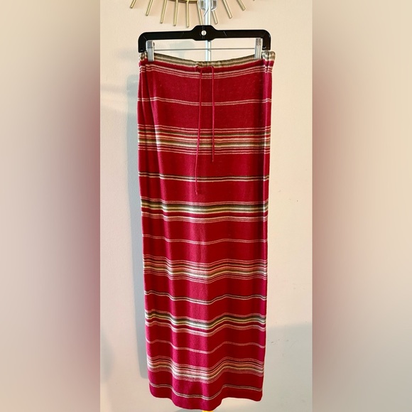 Ralph Lauren linen cotton blend lightweight burgundy stripe maxi skirt small EUC - Picture 4 of 7